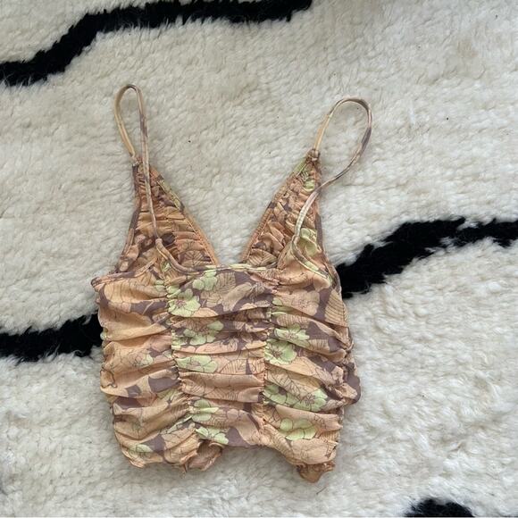 Urban Outfitters Tamara Mesh Corset Cami In Orange Multi - Picture 5 of 6